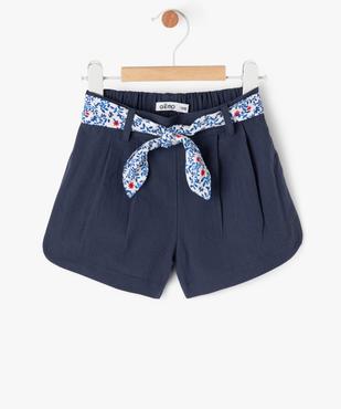 Short en coton avec ceinture imprimée bébé fille vue1 - GEMO(BEBE DEBT) - GEMO