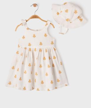 Ensemble 2 pièces robe + chapeau en gaze de coton bébé fille - LuluCastagnette vue1 - LULUCASTAGNETTE - GEMO