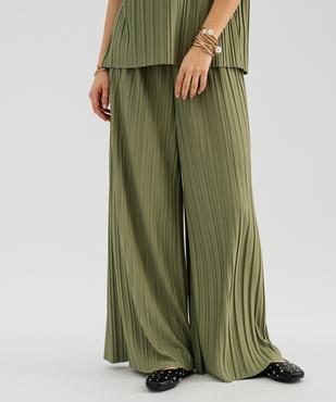 Pantalon large plissé avec taille élastique femme vue1 - GEMO(FEMME PAP) - GEMO