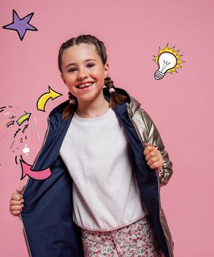 Manteau à capuche déperlant réversible fille vue2 - GEMO 4G FILLE - GEMO
