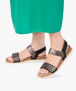 Sandales femme confort à talon plat et bride élastique vue1 - GEMO (CASUAL) - GEMO