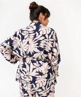 Veste kimono ample en viscose fleurie femme grande taille vue3 - GEMO (G TAILLE) - GEMO