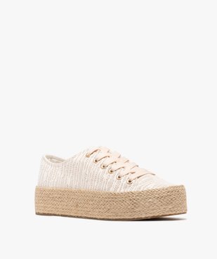 Baskets en toile pailletées avec semelle plateforme en corde femme vue3 - FOLLOW ME G4G - GEMO