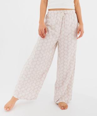 Bas de pyjama large imprimé en viscose femme vue1 - GEMO 4G FEMME - GEMO