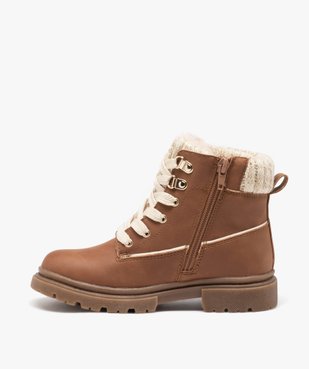 Boots fourrées fille unies avec col en maille et à zip vue3 - GEMO (ENFANT) - GEMO