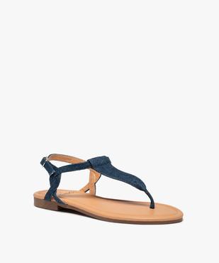Sandales femme à talon plat et bride entre-doigts vue2 - GEMO (CASUAL) - GEMO
