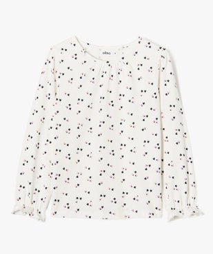 Tee-shirt fille à manches longues avec manches froncées vue1 - GEMO (ENFANT) - GEMO