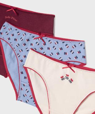 Culottes en coton biologique à motifs fleuris fille (lot de 3) vue2 - GEMO 4G FILLE - GEMO