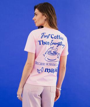 Tee-shirt manches courtes en jersey imprimé devant et dos femme vue4 - GEMO(FEMME PAP) - GEMO