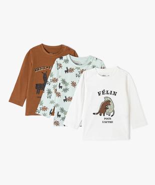 Tee-shirt bébé garçon à manches longues (lot de 3) vue1 - GEMO(BEBE DEBT) - GEMO