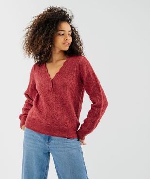 Pull fin col V femme vue2 - GEMO 4G FEMME - GEMO