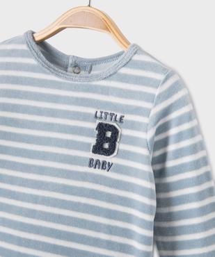 Pyjama en velours rayé bébé garçon vue2 - GEMO 4G BEBE - GEMO