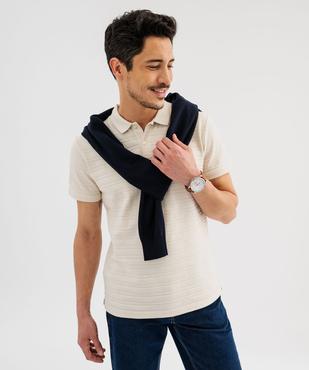 Polo manches courtes à rayures texturées homme vue1 - GEMO (HOMME) - GEMO