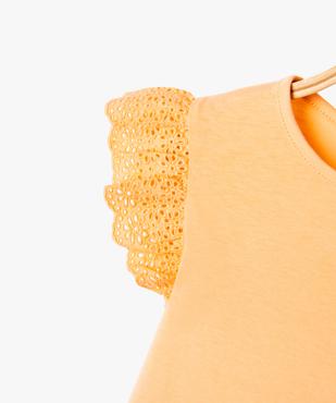 Tee-shirt manches courtes volantées en broderie bébé fille vue2 - GEMO(BEBE DEBT) - GEMO