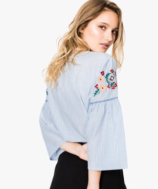 Blouse rayée à broderies fleuries vue3 - GEMO(FEMME PAP) - GEMO
