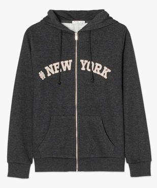 Sweat femme zippé à capuche et motif vue4 - FOLLOW ME - GEMO