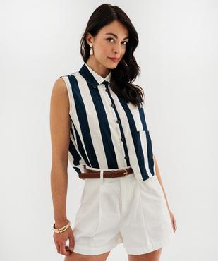 Chemise sans manches à rayures femme - LuluCastagnette vue3 - LULUCASTAGNETTE - GEMO