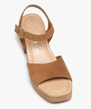 Sandales femme à talon dessus cuir retourné – Tanéo vue5 - TANEO - GEMO