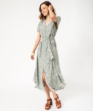 Robe chemise manches courtes coupe longue femme vue2 - GEMO(FEMME PAP) - GEMO