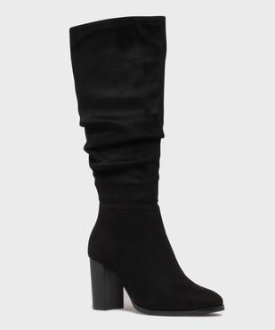 Bottes en suédine avec tige drapée femme - Follow Me vue2 - FOLLOW ME - GEMO