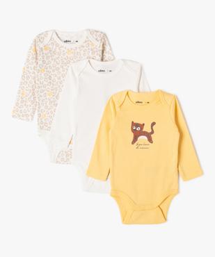 Bodies à manches longues imprimé animal sauvage bébé (lot de 3)  vue1 - GEMO 4G BEBE - GEMO