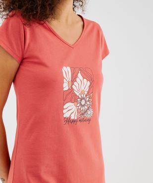 Chemise de nuit imprimée à manches courtes femme vue2 - GEMO 4G FEMME - GEMO