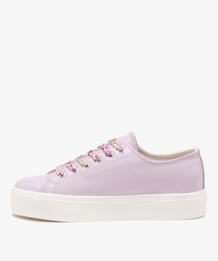 Baskets femme dessus vernis et uni avec semelle plateforme vue4 - GEMO (SPORTSWR) - GEMO