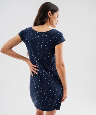 Chemise de nuit à manches courtes et col V en dentelle en viscose femme vue3 - GEMO 4G FEMME - GEMO