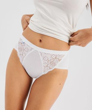 Culotte midi en coton stretch et dentelle femme - Sloggi vue2 - SLOGGI - GEMO