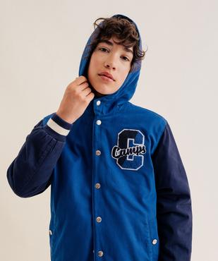 Blouson teddy à capuche style université américaine garçon - Camps United vue5 - CAMPS - GEMO