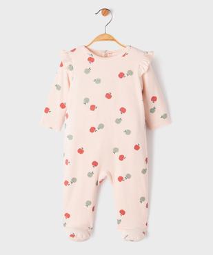 Pyjama en velours avec volants et motifs pommes bébé vue1 - GEMO 4G BEBE - GEMO