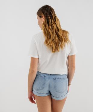 Tee-shirt manches courtes en jersey de coton imprimé femme vue3 - GEMO 4G FEMME - GEMO