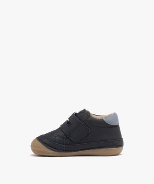 Chaussures premiers pas bébé garçon en cuir fermeture scratch - Alma Planète vue3 - ALMA - GEMO