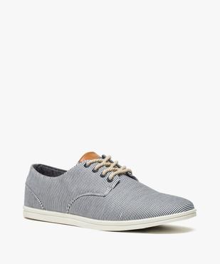 Baskets homme tige basse en toile avec lacets en corde Dessus rayé vue2 - GEMO (CASUAL) - GEMO