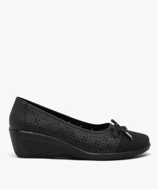 Escarpins femme confort unis à semelle compensée avec motifs ajourés  vue1 - GEMO 4G FEMME - GEMO