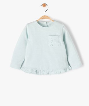 Tee-shirt bébé fille à basque en dentelle et manches longues vue1 - GEMO(BEBE DEBT) - GEMO