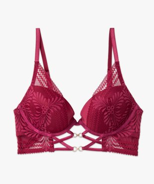 Soutien-gorge push-up en satin et dentelle vue4 - GEMO(HOMWR FEM) - GEMO