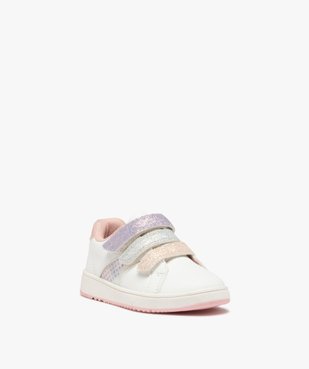 Baskets bébé fille unie avec triple scratch à paillettes vue3 - GEMO 4G BEBE - GEMO