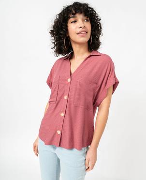 Chemise à manches courtes à motifs irisés femme vue2 - GEMO 4G FEMME - GEMO