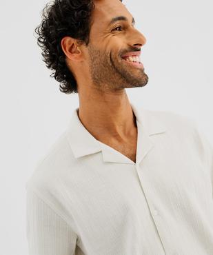 Chemise manches courtes en maille fantaisie avec col cubain homme vue2 - GEMO (HOMME) - GEMO