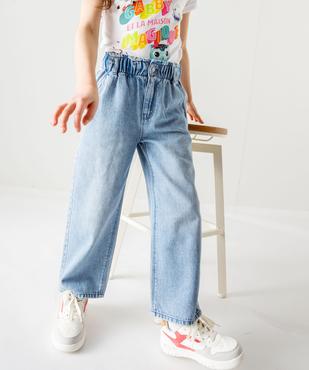 Jean wide leg avec ceinture élastique ajustable fille vue1 - GEMO (ENFANT) - GEMO