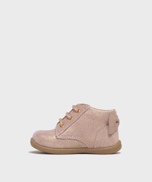 Chaussures premiers pas en cuir pailleté bébé fille - LuluCastagnette vue3 - LULUCASTAGNETTE - GEMO
