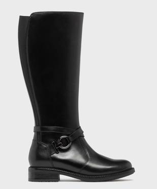 Bottes cavalières en cuir à zip et élastiques femme - Tanéo vue1 - TANEO - GEMO