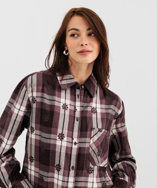 Chemise à carreaux et motifs brodés ajourés femme vue2 - GEMO(FEMME PAP) - GEMO