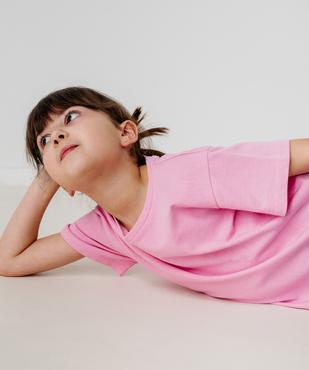 Tee-shirt manches courtes uni en coton épais fille vue7 - GEMO (ENFANT) - GEMO