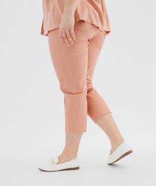 Pantacourt slim taille haute en coton stretch avec ceinture à nouer femme grande taille vue3 - GEMO 4G GT - GEMO