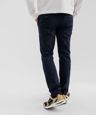 Pantalon chino coupe slim en toile de coton stretch au coloris unique homme vue3 - GEMO 4G HOMME - GEMO