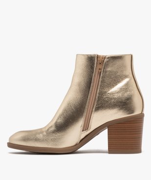 Boots femme à talon carré avec zip effet métallisé vue4 - GEMO 4G FEMME - GEMO