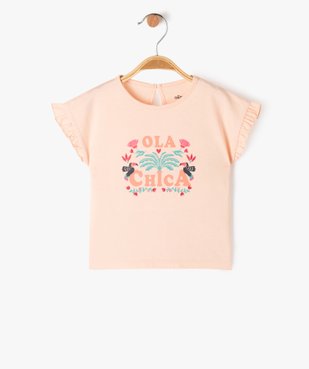 Tee-shirt manches courtes à volants bébé fille vue1 - GEMO(BEBE DEBT) - GEMO