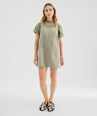Robe courte en toile denim colorée femme vue4 - GEMO(FEMME PAP) - GEMO